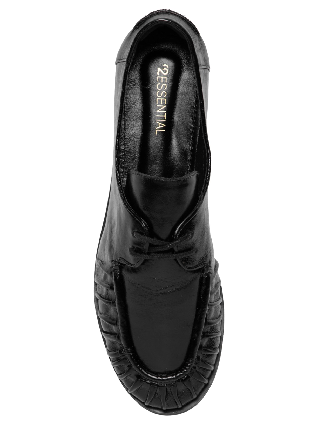 Mocassim Feminino Com Cadarço Em Couro Preto '2Essential