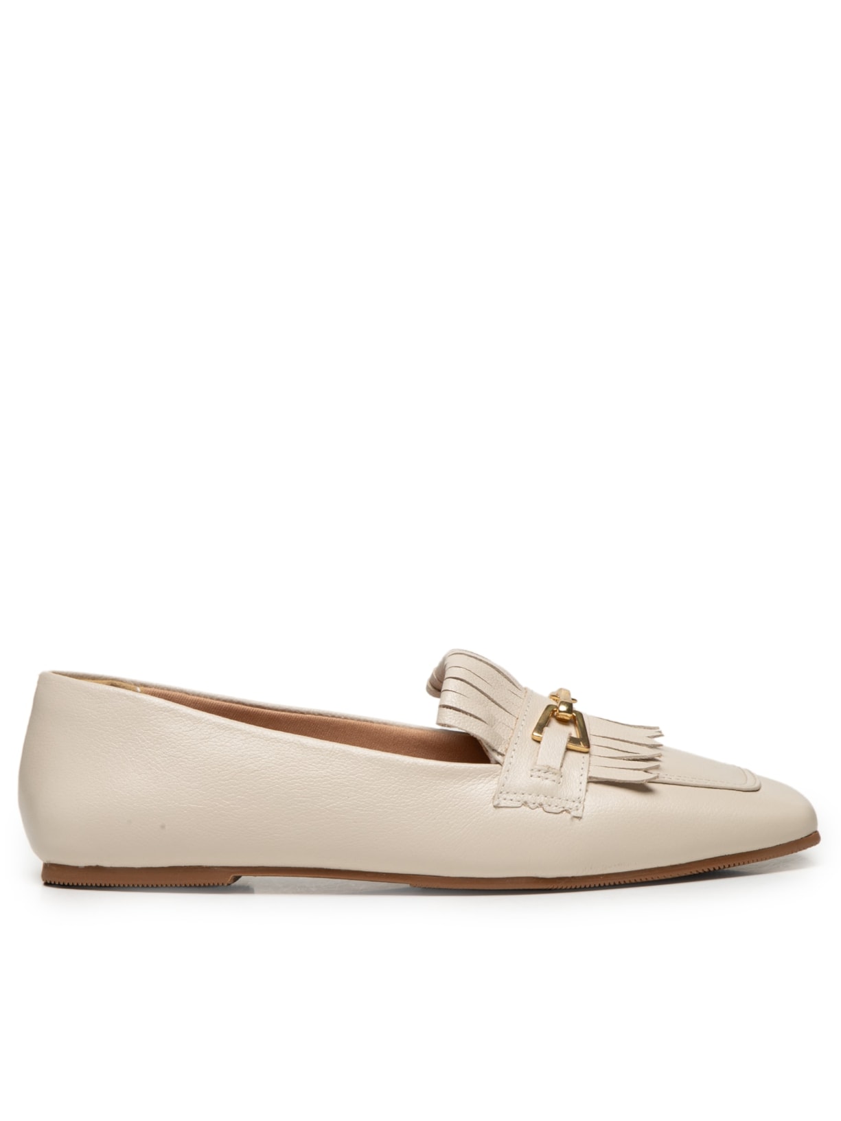 Mocassim Feminino Com Franja - Off White