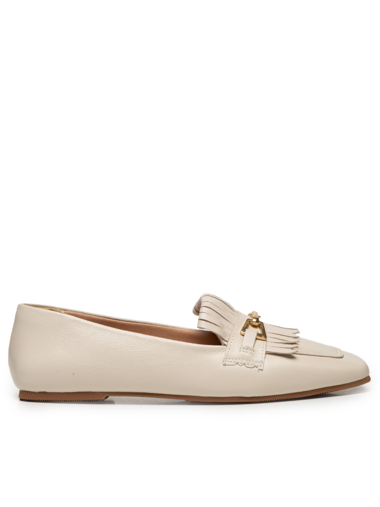 Mocassim Feminino Com Franja - Off White