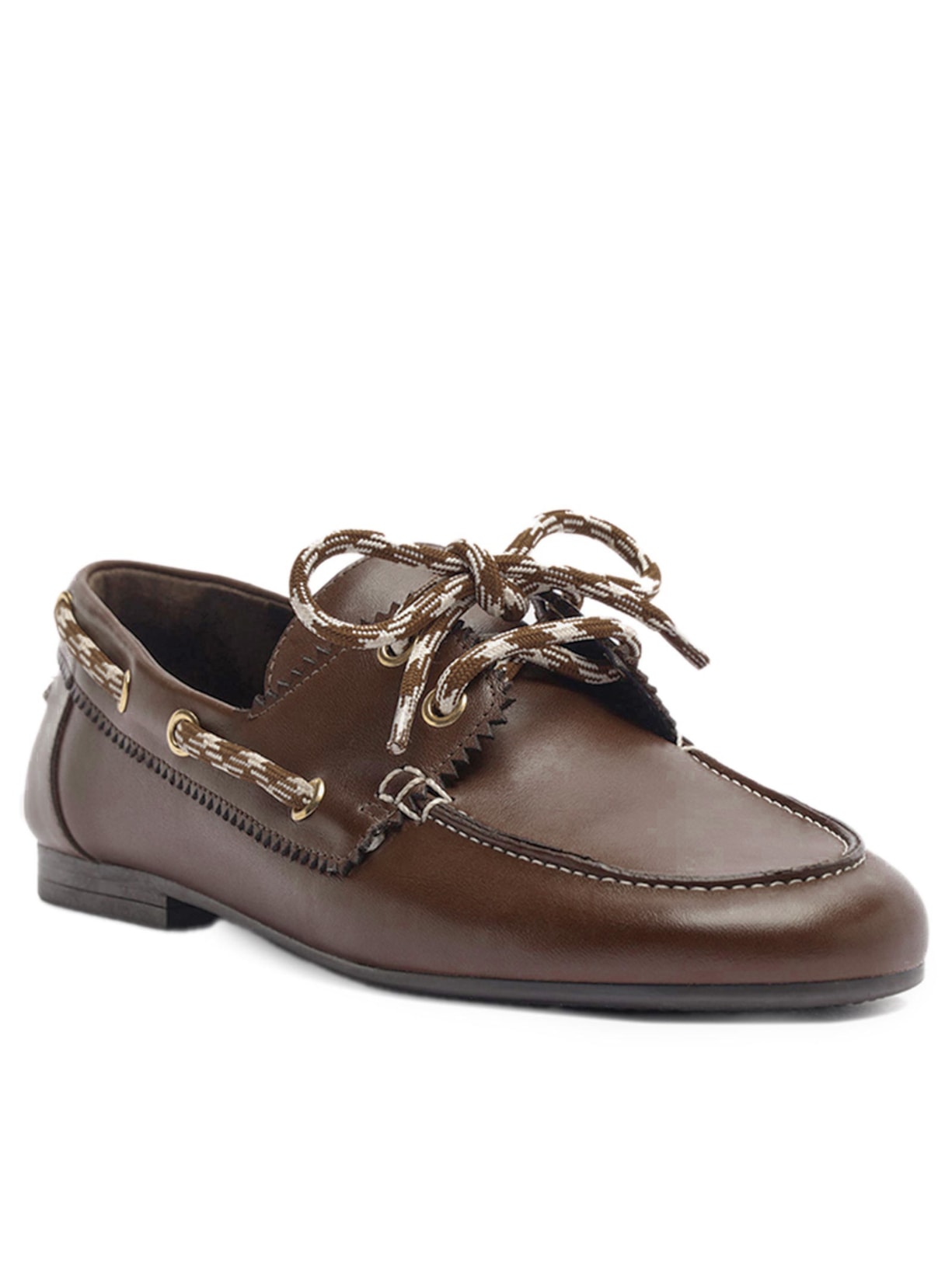 Mocassim Feminino Couro Bico Redondo Laço Marrom Arezzo