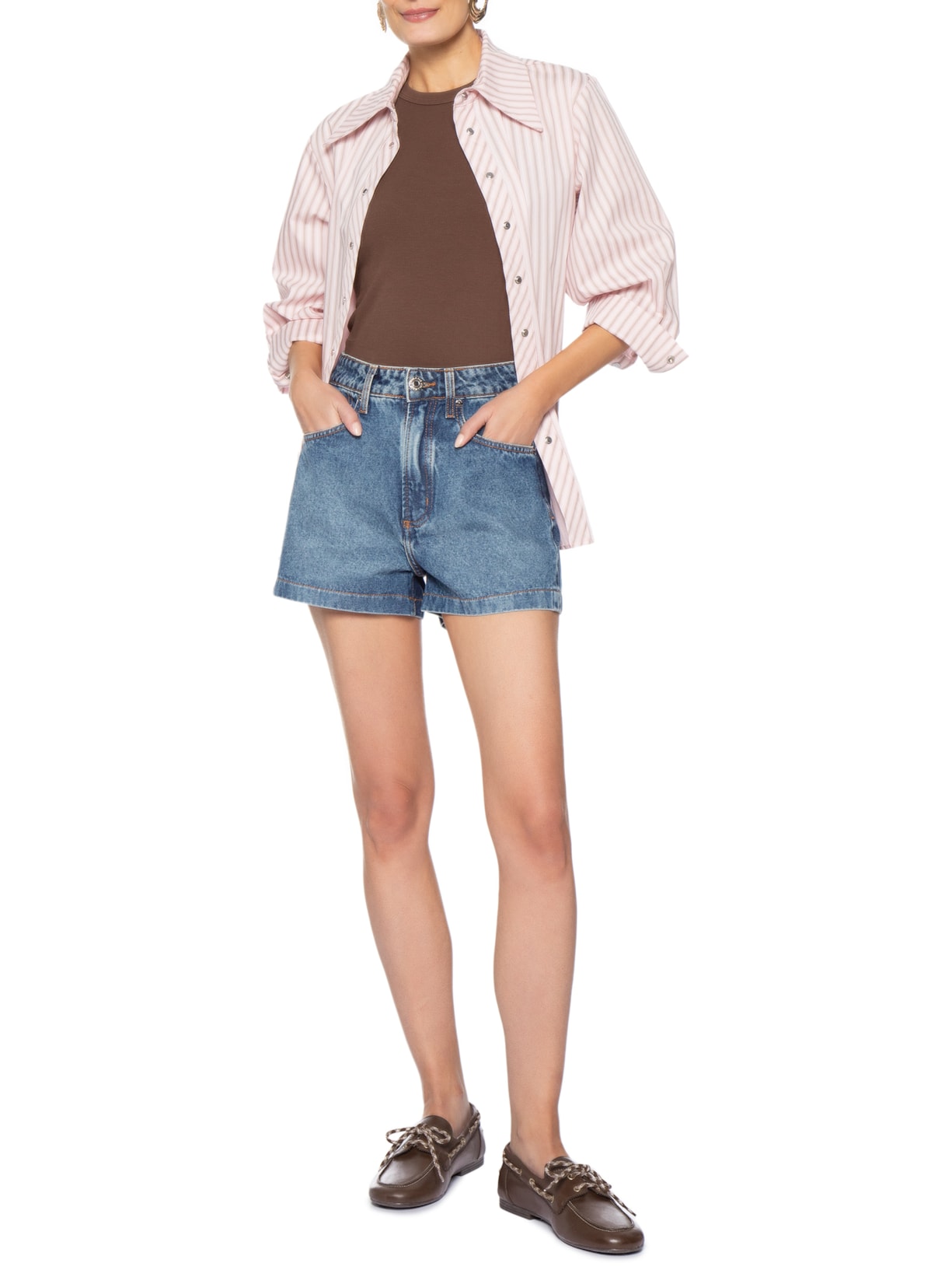 Mocassim Feminino Couro Bico Redondo Laço Marrom Arezzo