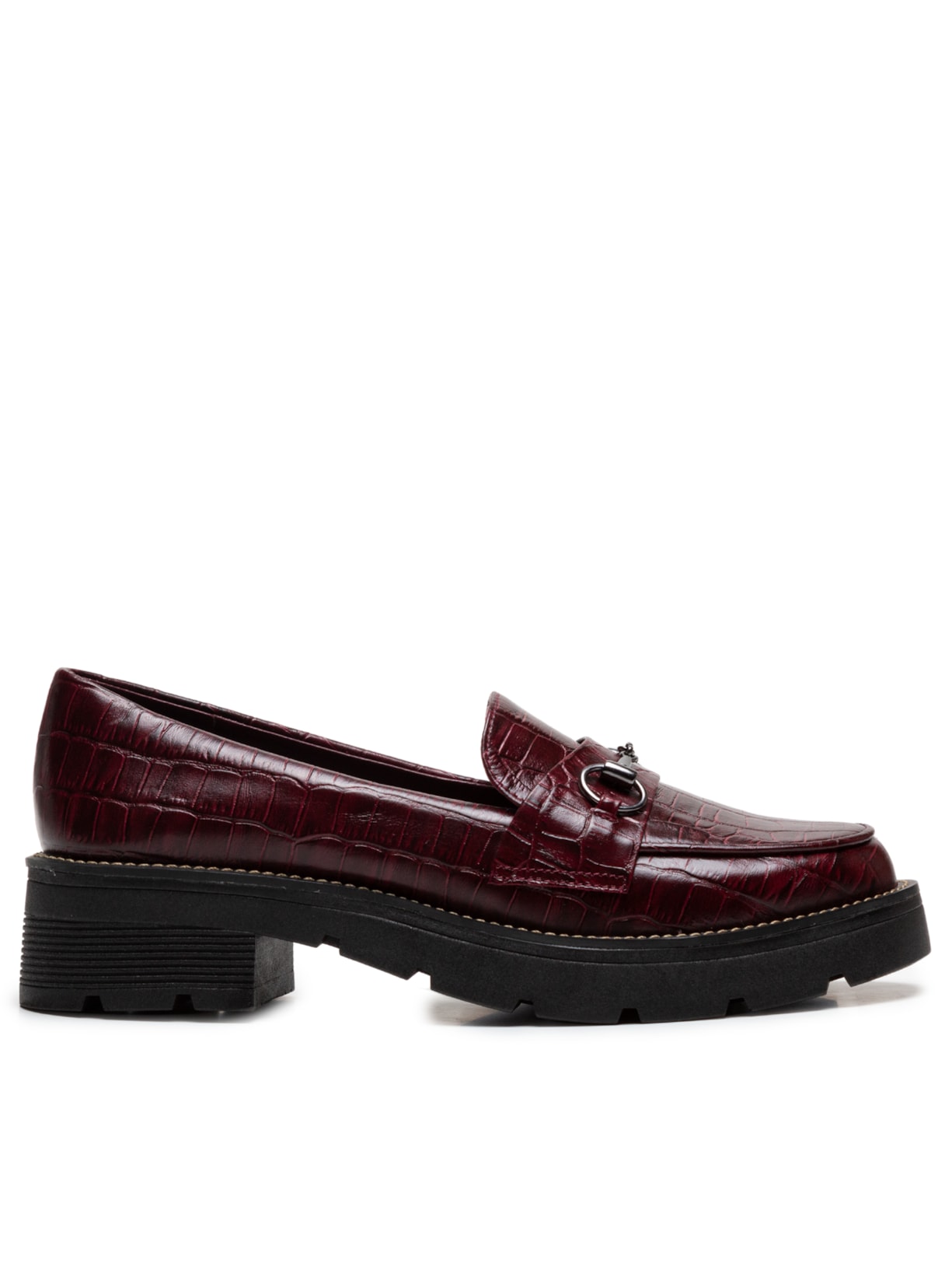 Mocassim Feminino Couro Detalhe Metal - Vinho