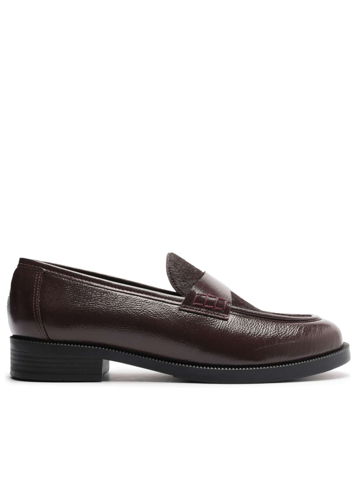 Mocassim Feminino Couro Mix Pelo Tira - Marrom