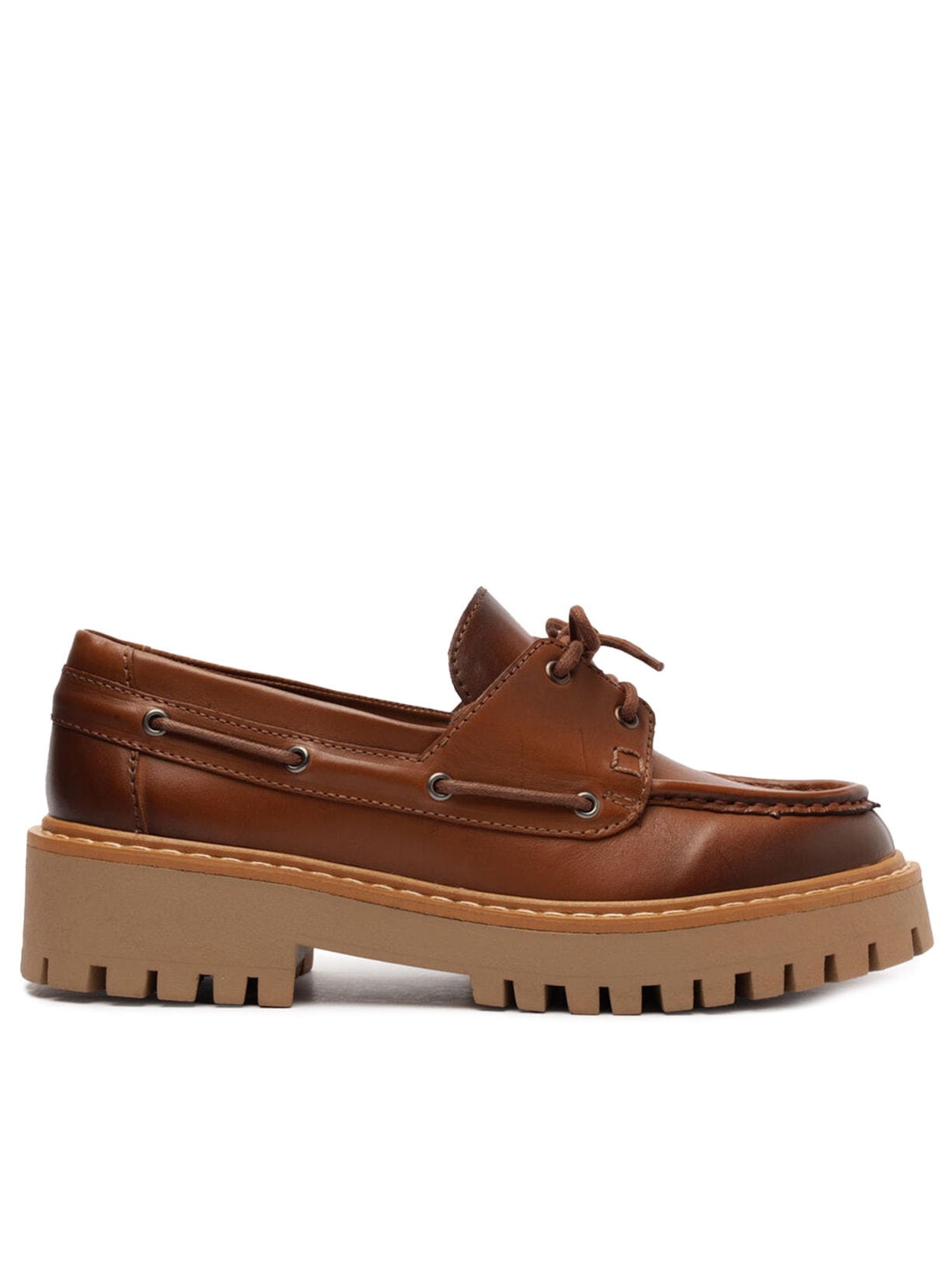 Mocassim Feminino Couro Tratorado Amarração - Bege