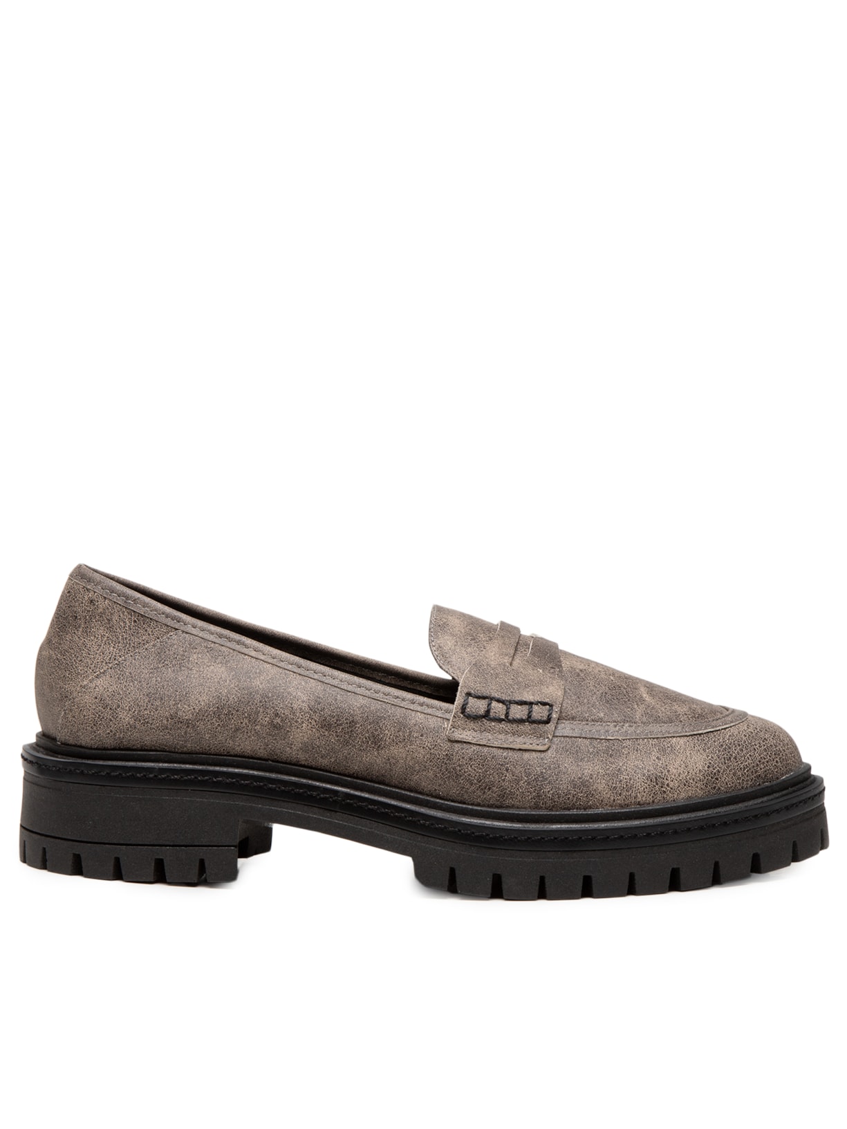 Mocassim Feminino Couro Tratorado - Cinza