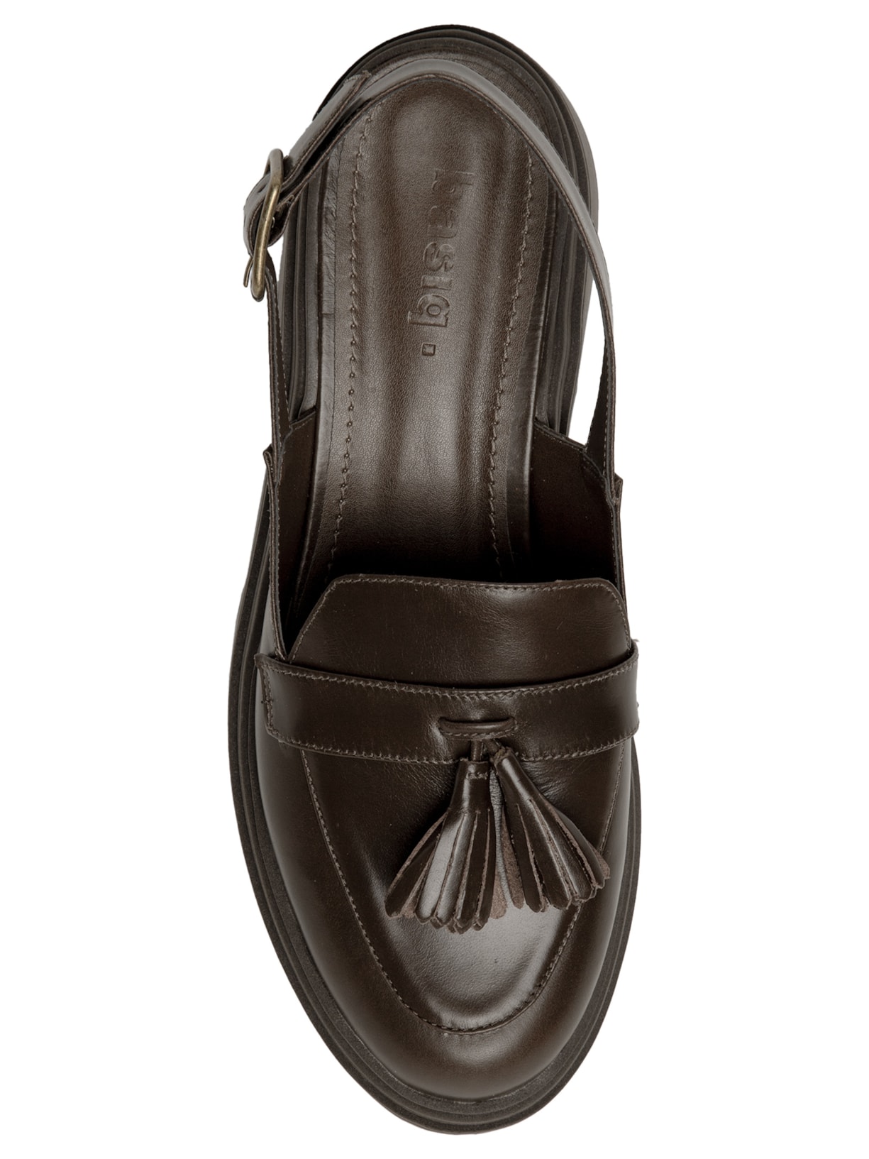 Mocassim Feminino Couro Tratorado Clog Marrom Basiq