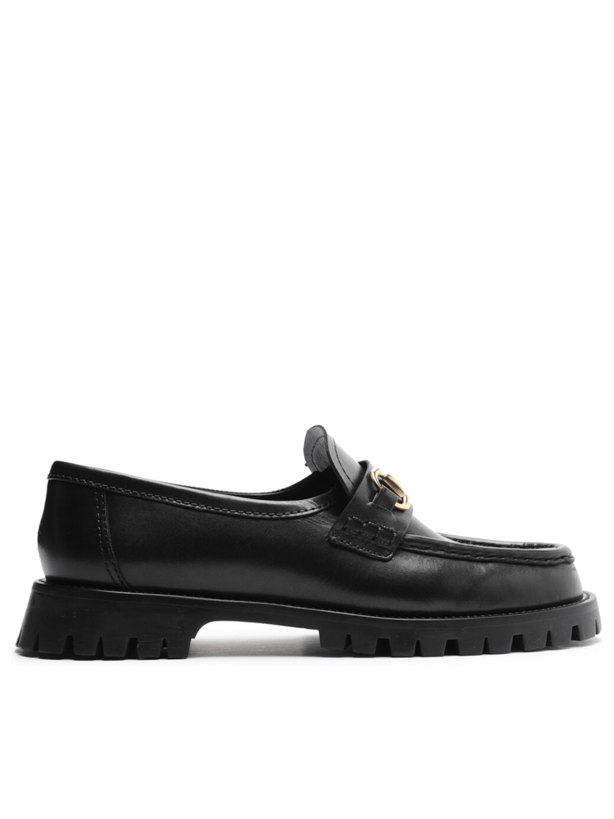 Mocassim Feminino Couro Tratorado Tira Bridão - Preto