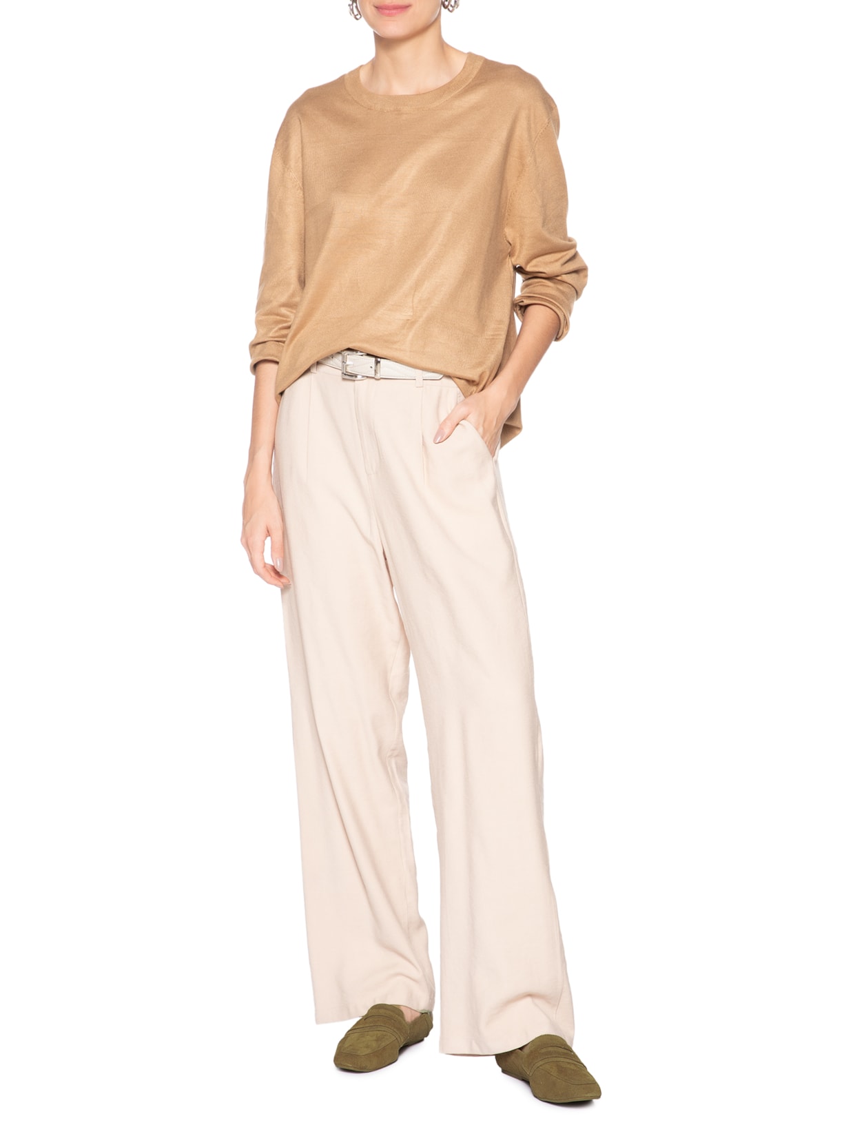 Mocassim Feminino de Camurça 2 Em 1 Bege Basiq