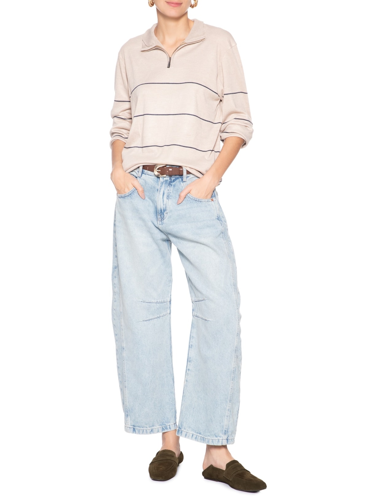 Mocassim Feminino de Camurça 2 Em 1 Marrom Basiq