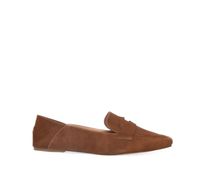 Mocassim Feminino Em Camurça Com Calcanhar Dobrável - Marrom