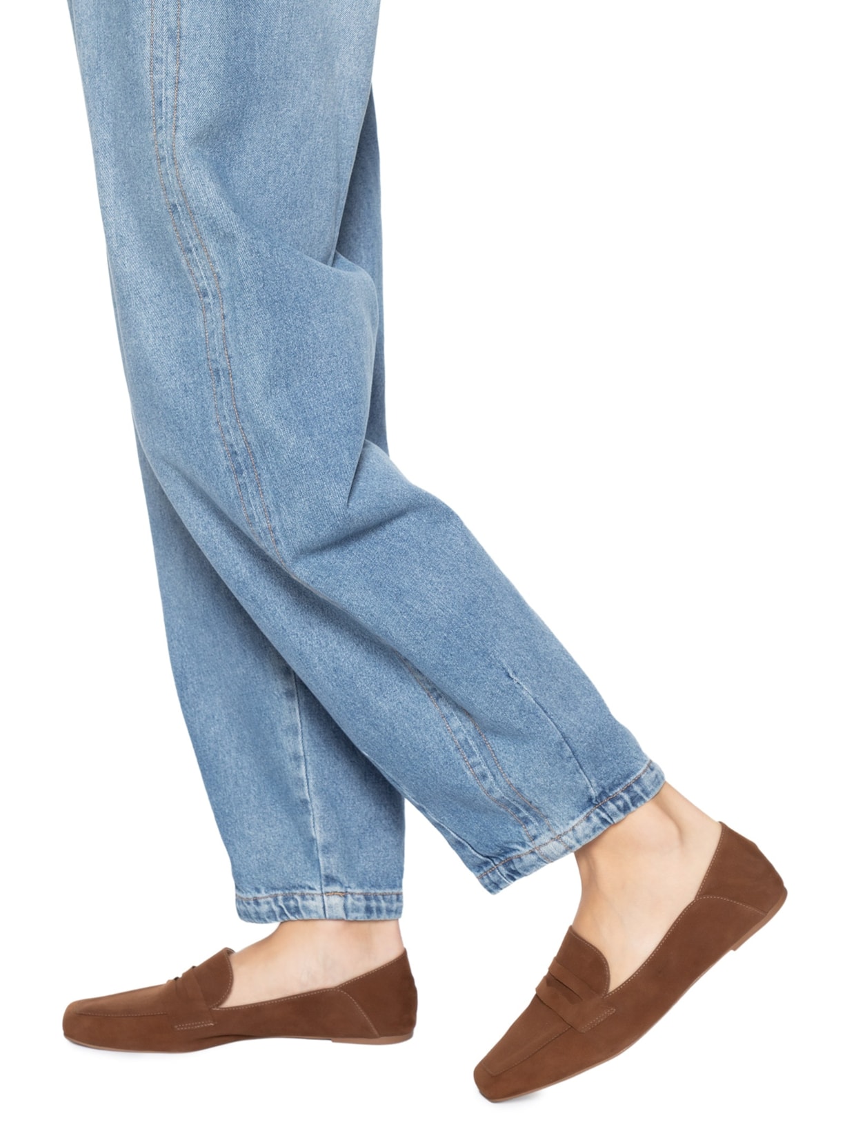 Mocassim Feminino Em Camurça Com Calcanhar Dobrável Marrom Market 33