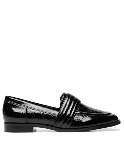 Mocassim Feminino Em Couro - Preto