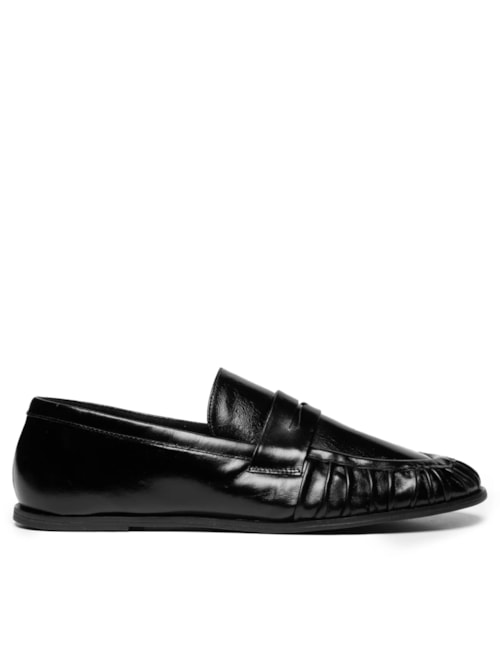 Mocassim Feminino Em Couro - Preto