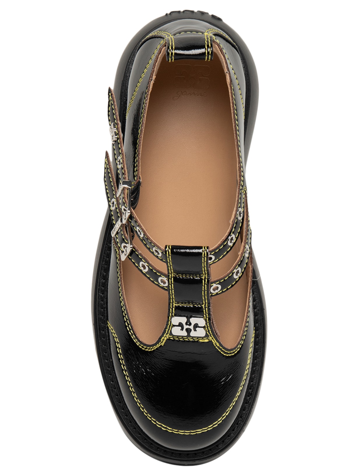 Mocassim Feminino Everyday Buterfly Mary Jane Naplack Preto Ganni