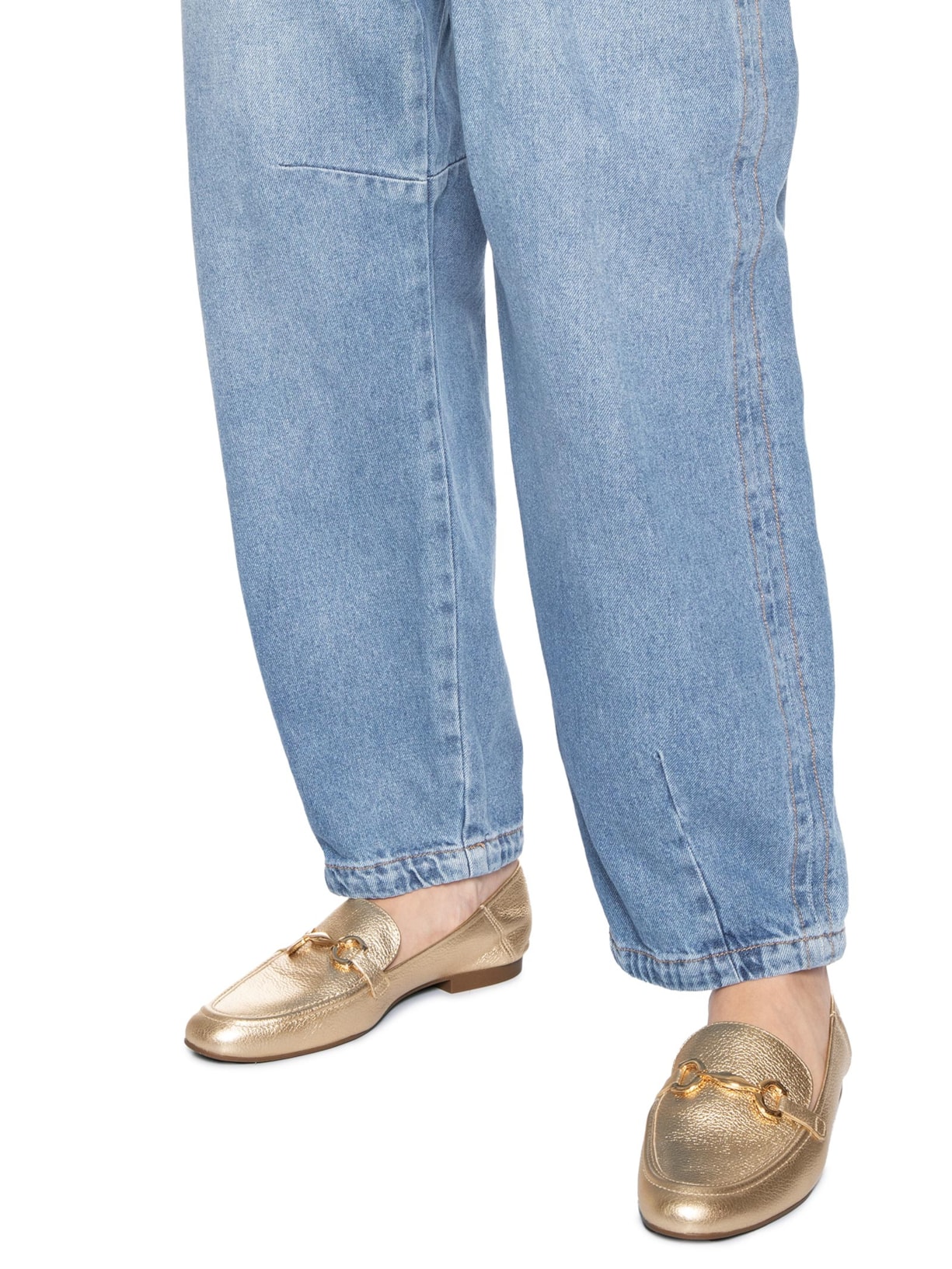 Mocassim Feminino Floate Split Metal Dourado Arezzo