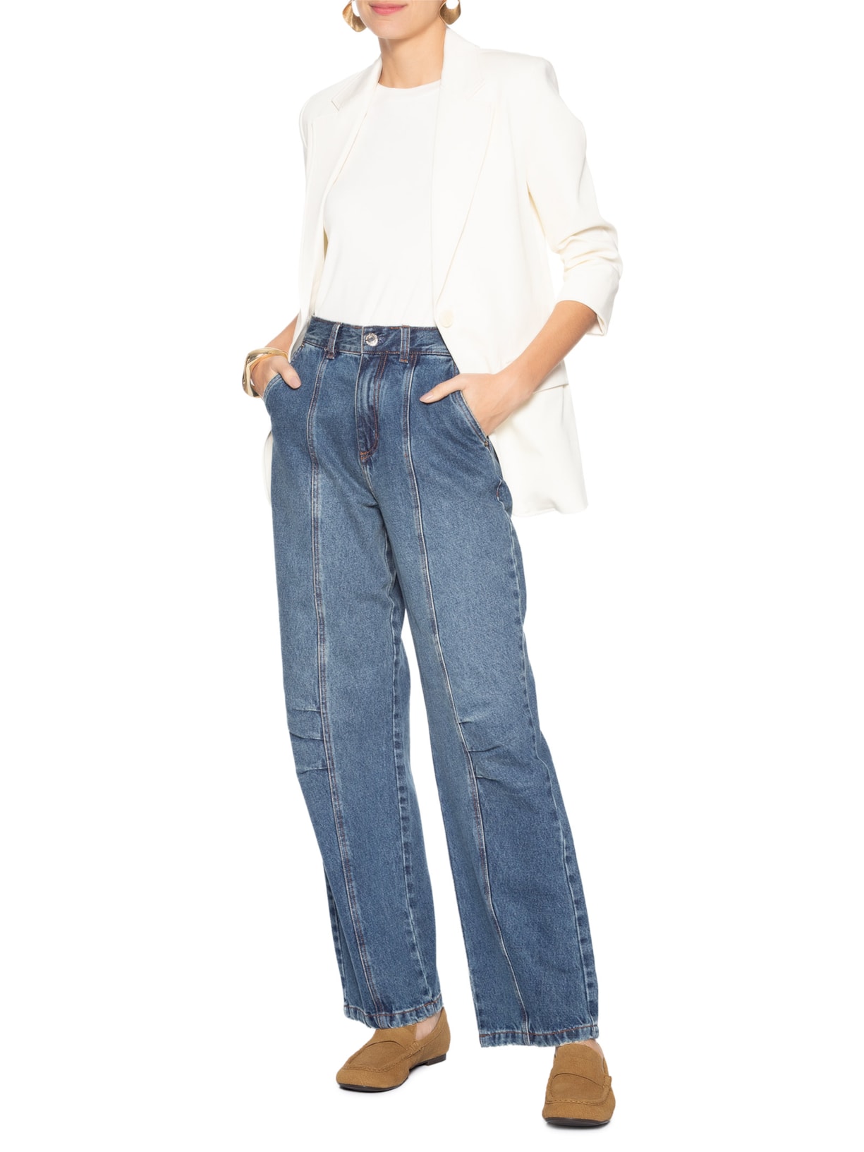 Mocassim Feminino Loafer Em Camurça Bege '2Essential