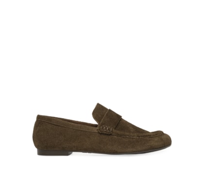 Mocassim Feminino Loafer Em Camurça - Marrom