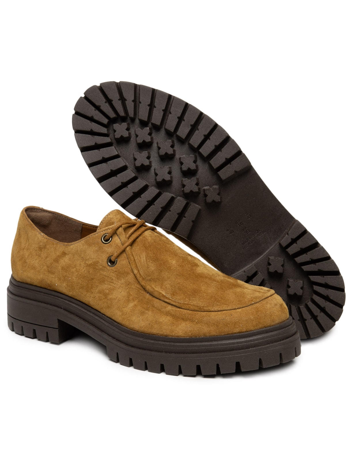 Mocassim Feminino Tratorado Em Couro Camurça Bege Basiq