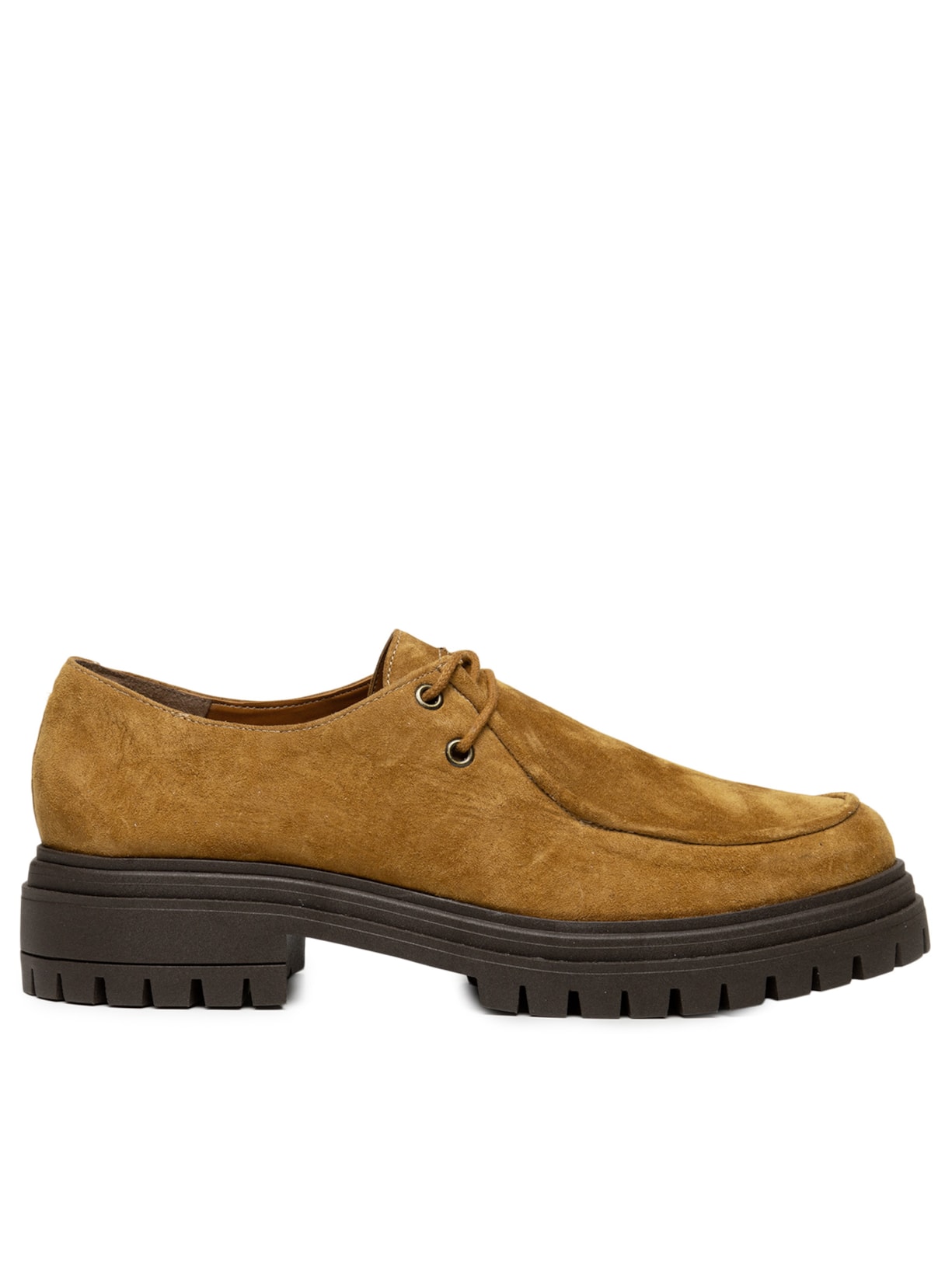 Mocassim Feminino Tratorado Em Couro Camurça - Bege