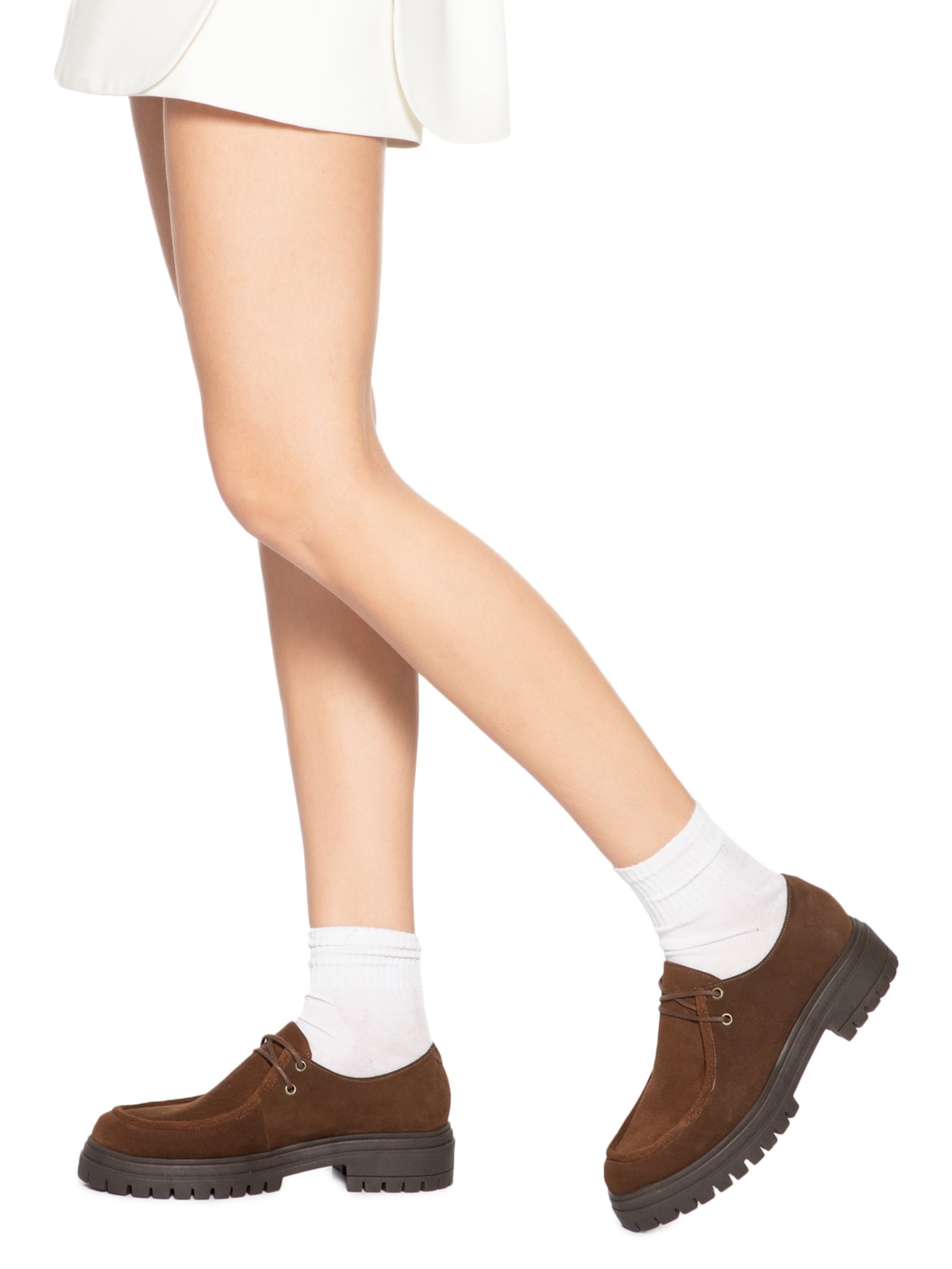 Mocassim Feminino Tratorado Em Couro Camurça Marrom Basiq