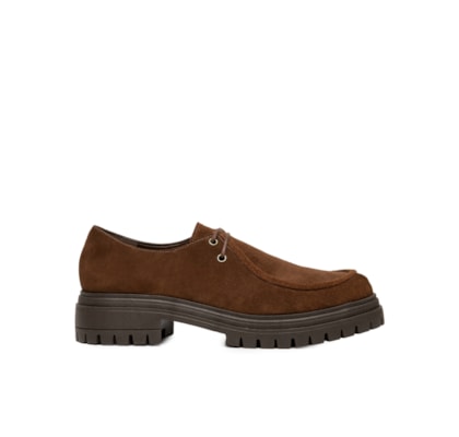 Mocassim Feminino Tratorado Em Couro Camurça - Marrom