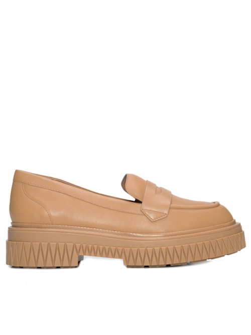 Mocassim Feminino Tratorado Viola Couro - Bege
