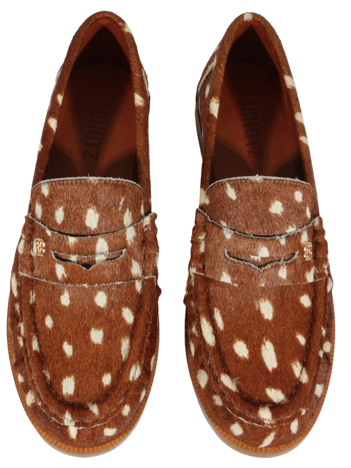Mocassim Feminino Tyche Camurça Estampa Animal Print Schutz