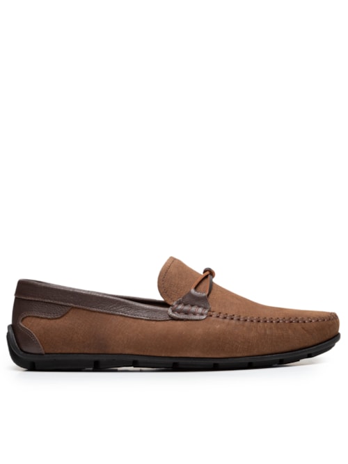 Mocassim Masculino Casual Em Couro - Marrom
