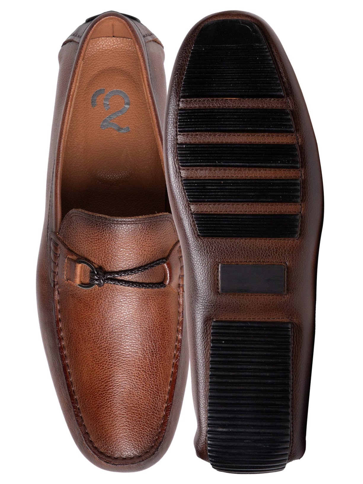 Mocassim Masculino Em Couro Com Gravata Em Metal Marrom '2 Essential