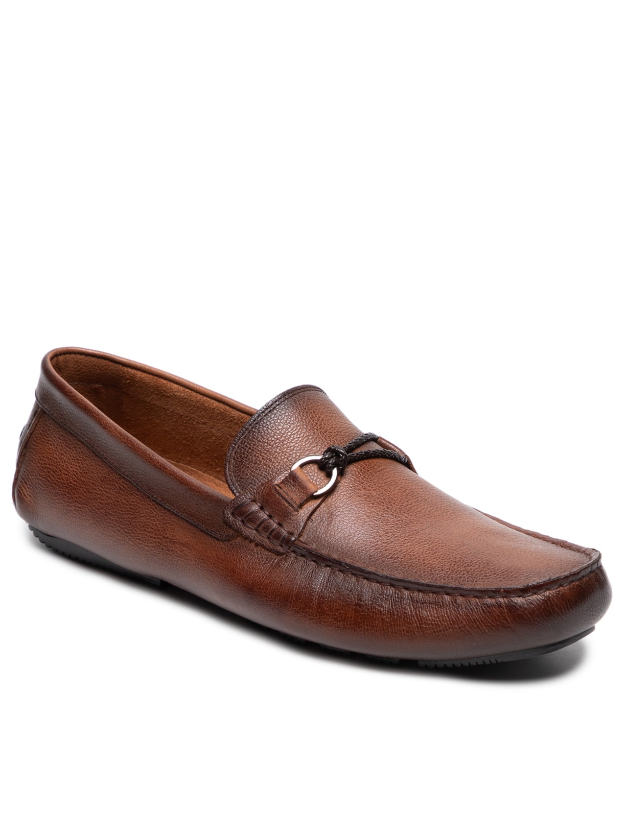 Mocassim Masculino Em Couro Com Gravata Em Metal Marrom '2 Essential