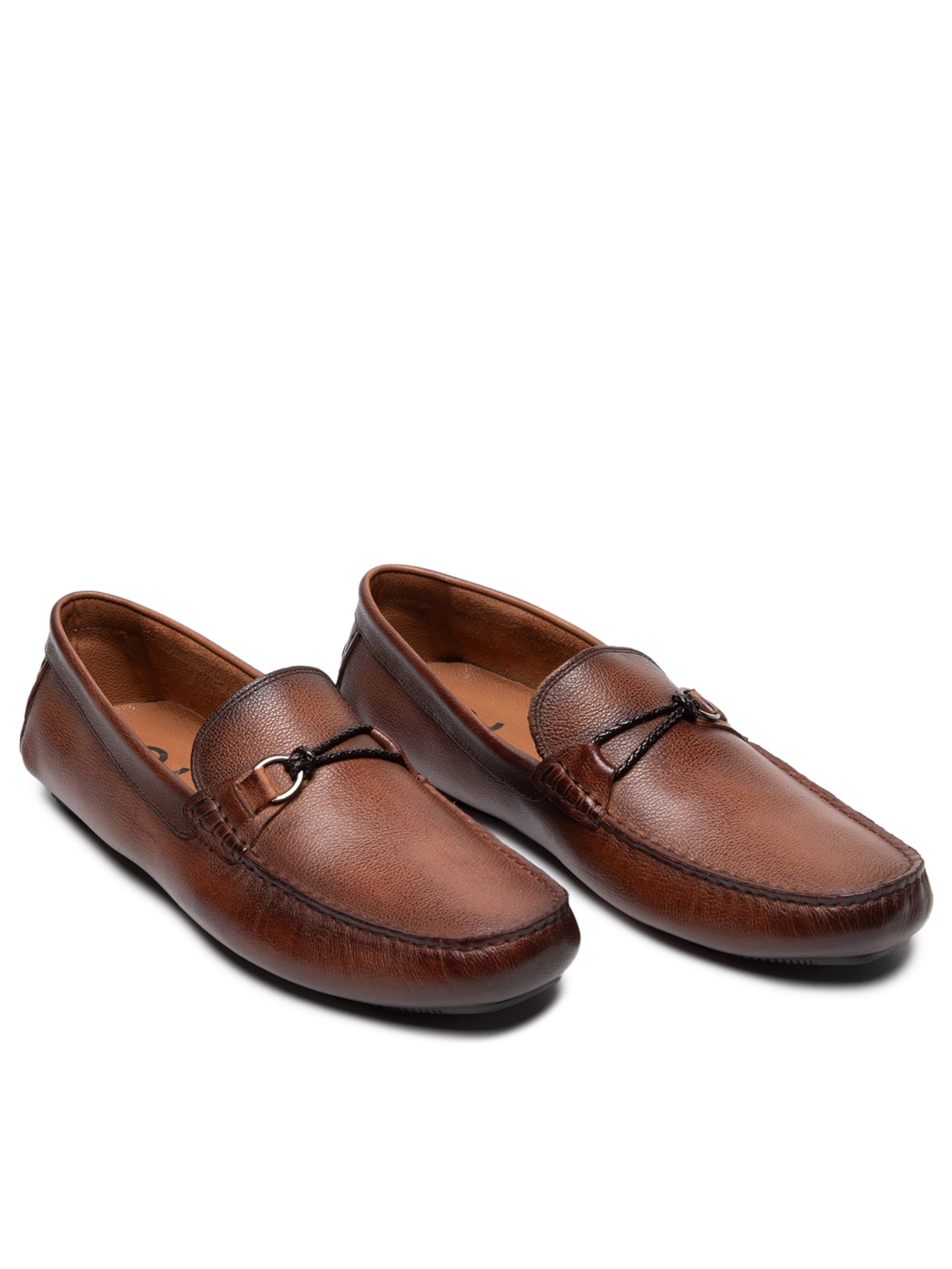 Mocassim Masculino Em Couro Com Gravata Em Metal Marrom '2 Essential