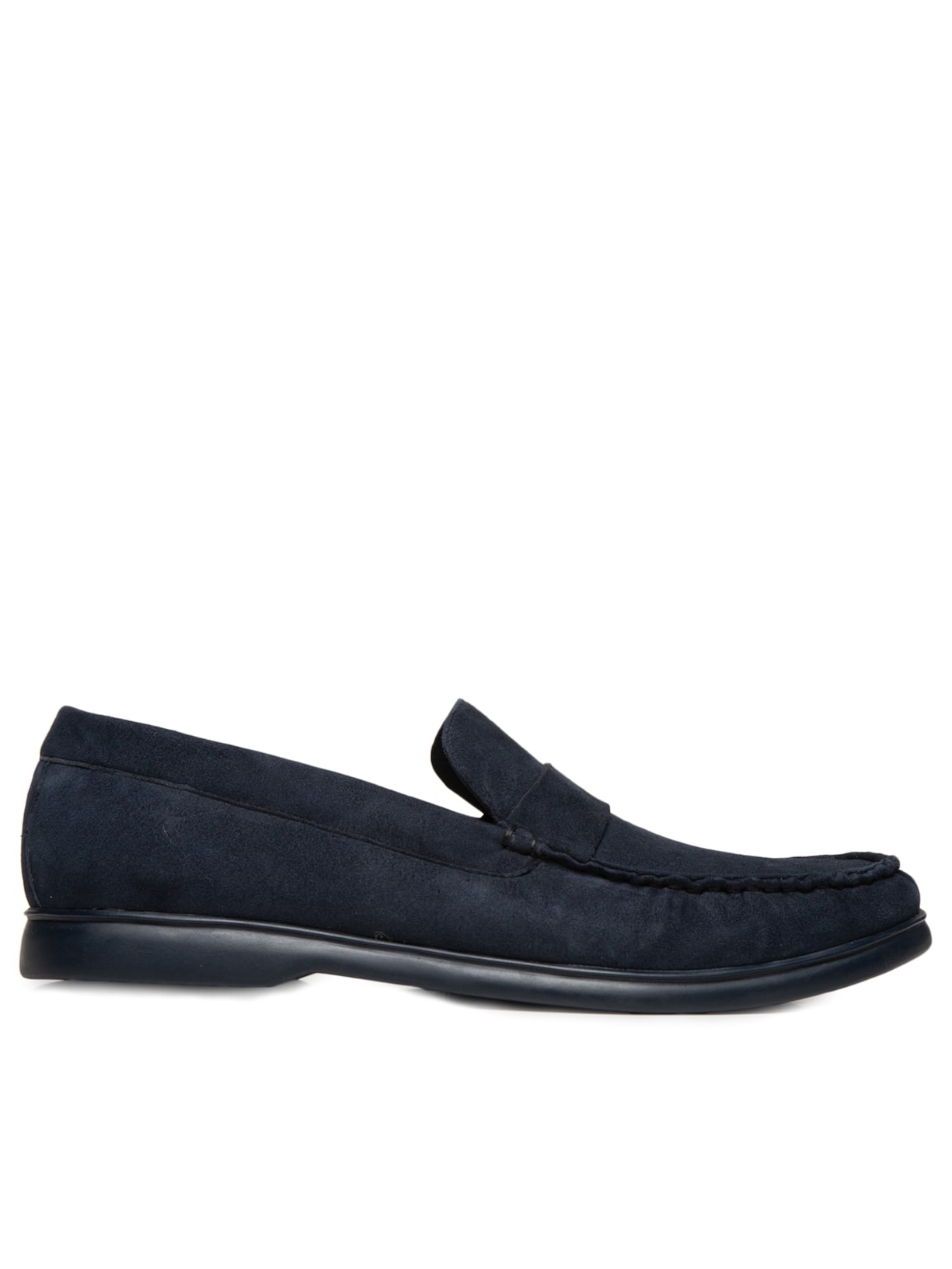 Mocassim Masculino Liso Gravata Lisa Camurça Sola Gel - Azul