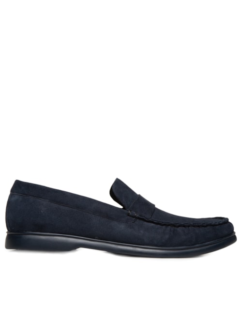 Mocassim Masculino Liso Gravata Lisa Camurça Sola Gel – Azul
