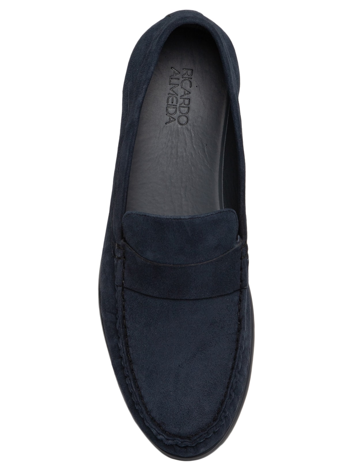 Mocassim Masculino Liso Gravata Lisa Camurça Sola Gel Azul Ricardo Almeida