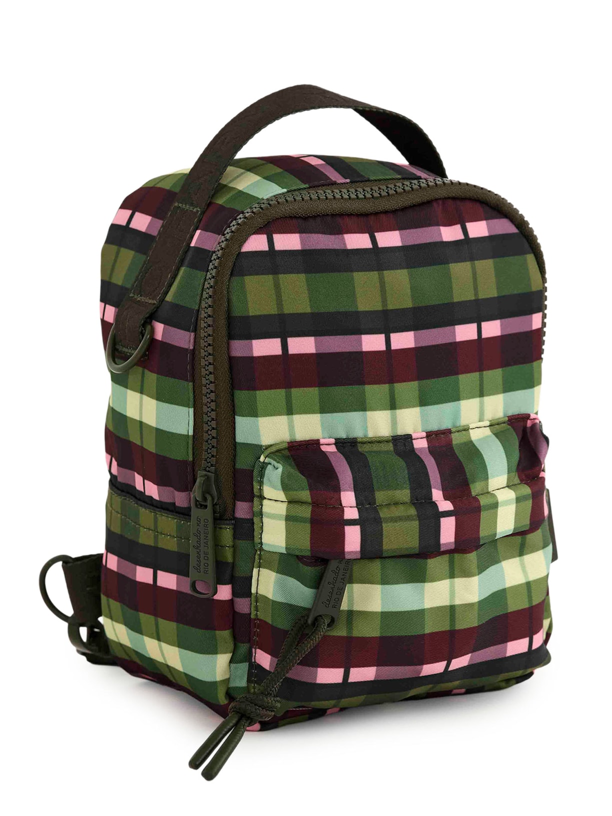 Mochila Borogodo Xadrez Multicolorido Verde Farm Etc