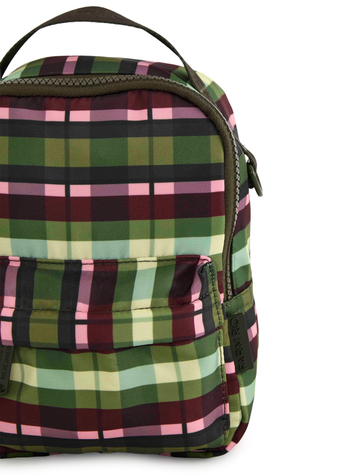 Mochila Borogodo Xadrez Multicolorido Verde Farm Etc