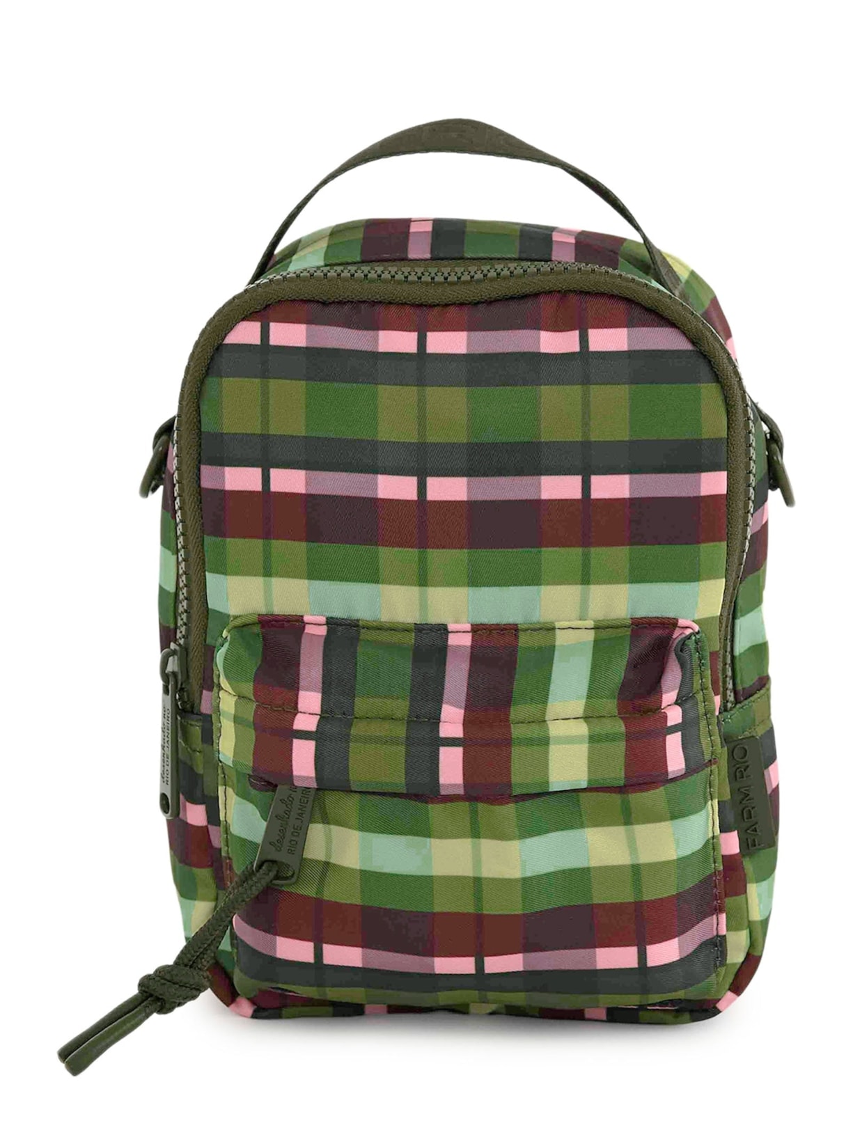 Mochila Borogodo Xadrez Multicolorido Verde Farm Etc