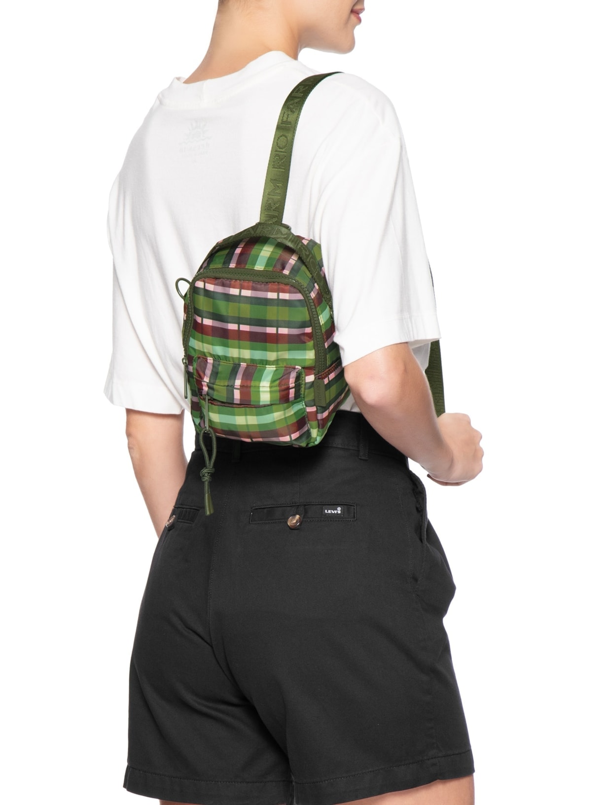 Mochila Borogodo Xadrez Multicolorido Verde Farm Etc