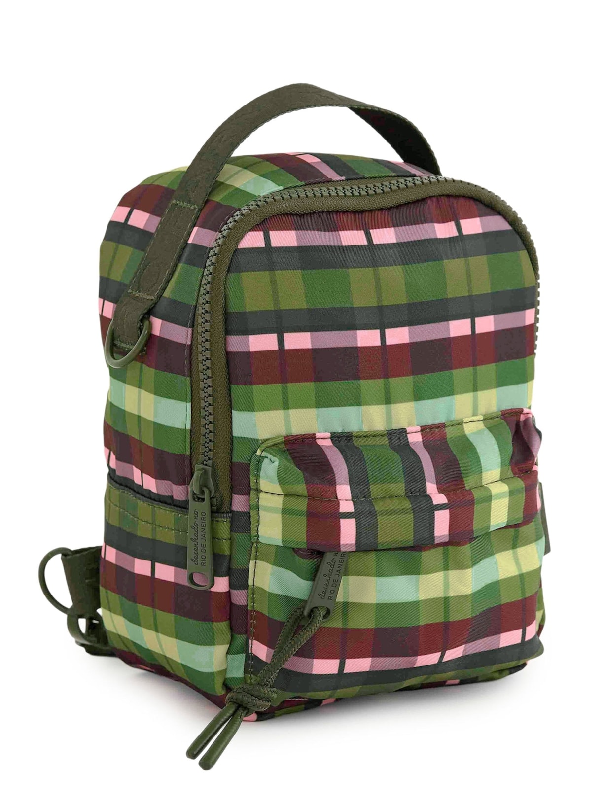 Mochila Borogodo Xadrez Multicolorido Verde Farm Etc