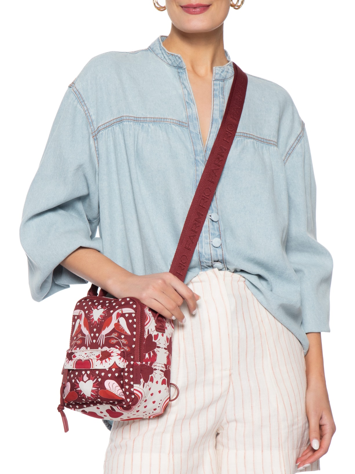 Mochila Feminina Borogodo Caju Coração Vermelho Farm Etc