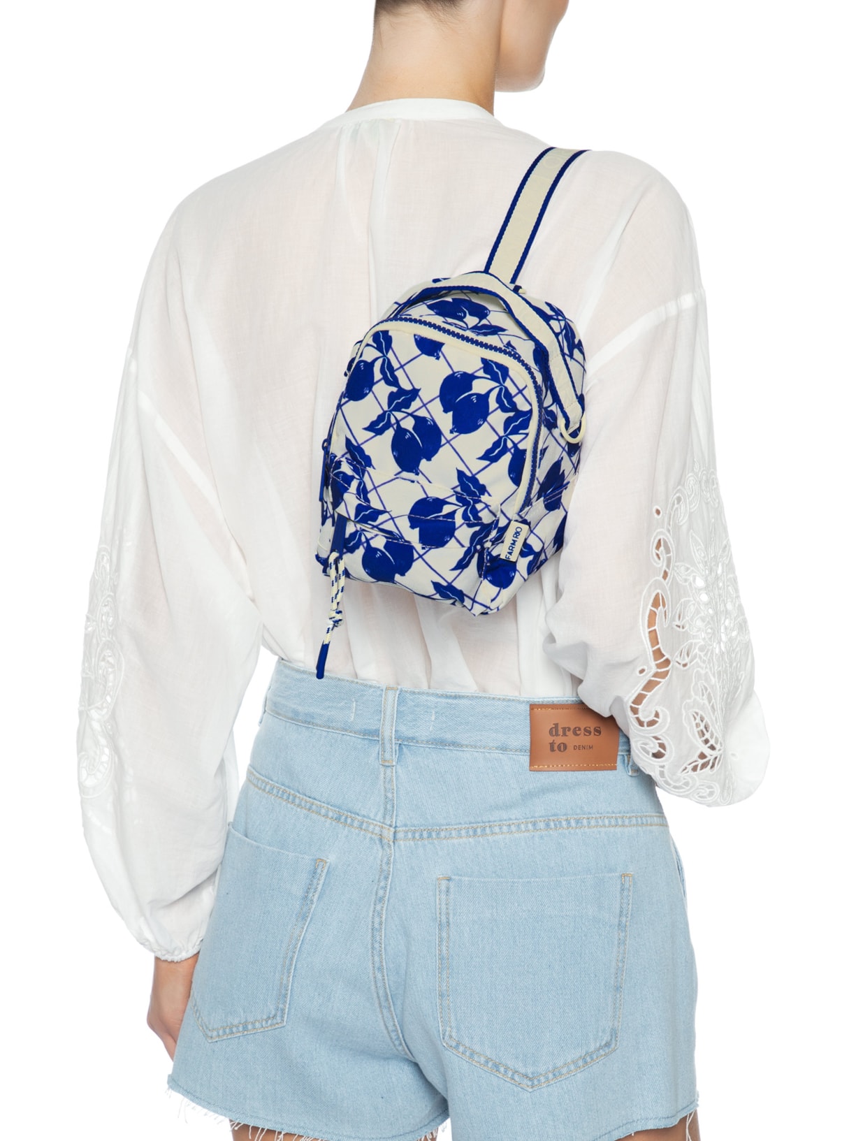 Mochila Feminina Borogodó Limão Gráfico Azul Farm Etc