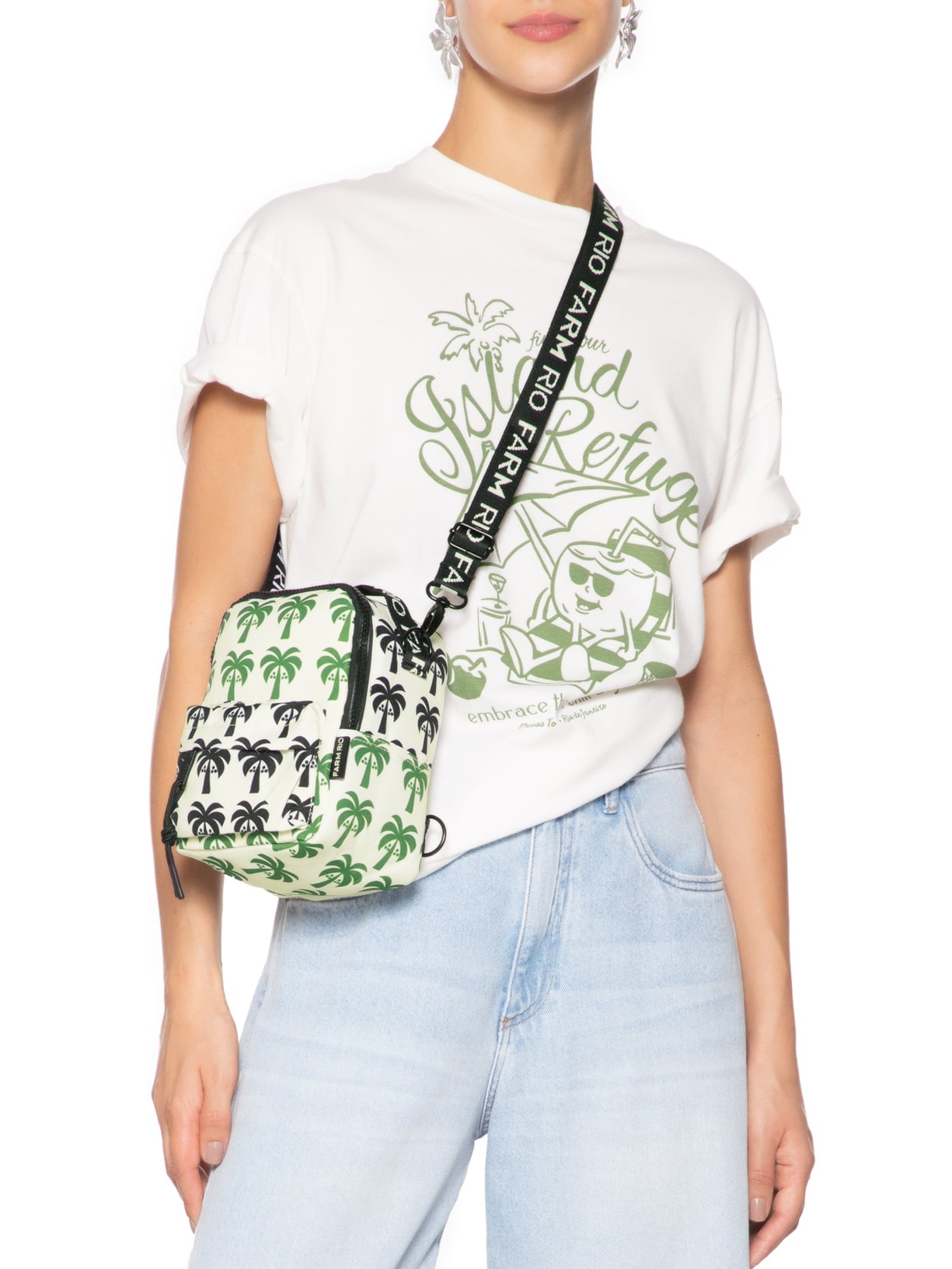 Mochila Feminina Borogodó Mix Coqueiro Gráficos Preto Farm Etc