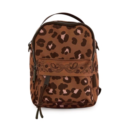Mochila Feminina Borogodó Onça Bandana Caramelo - Animal Print