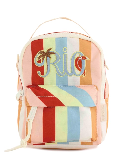 Mochila Feminina Borogodó Rio Tipografia Silk - Branco