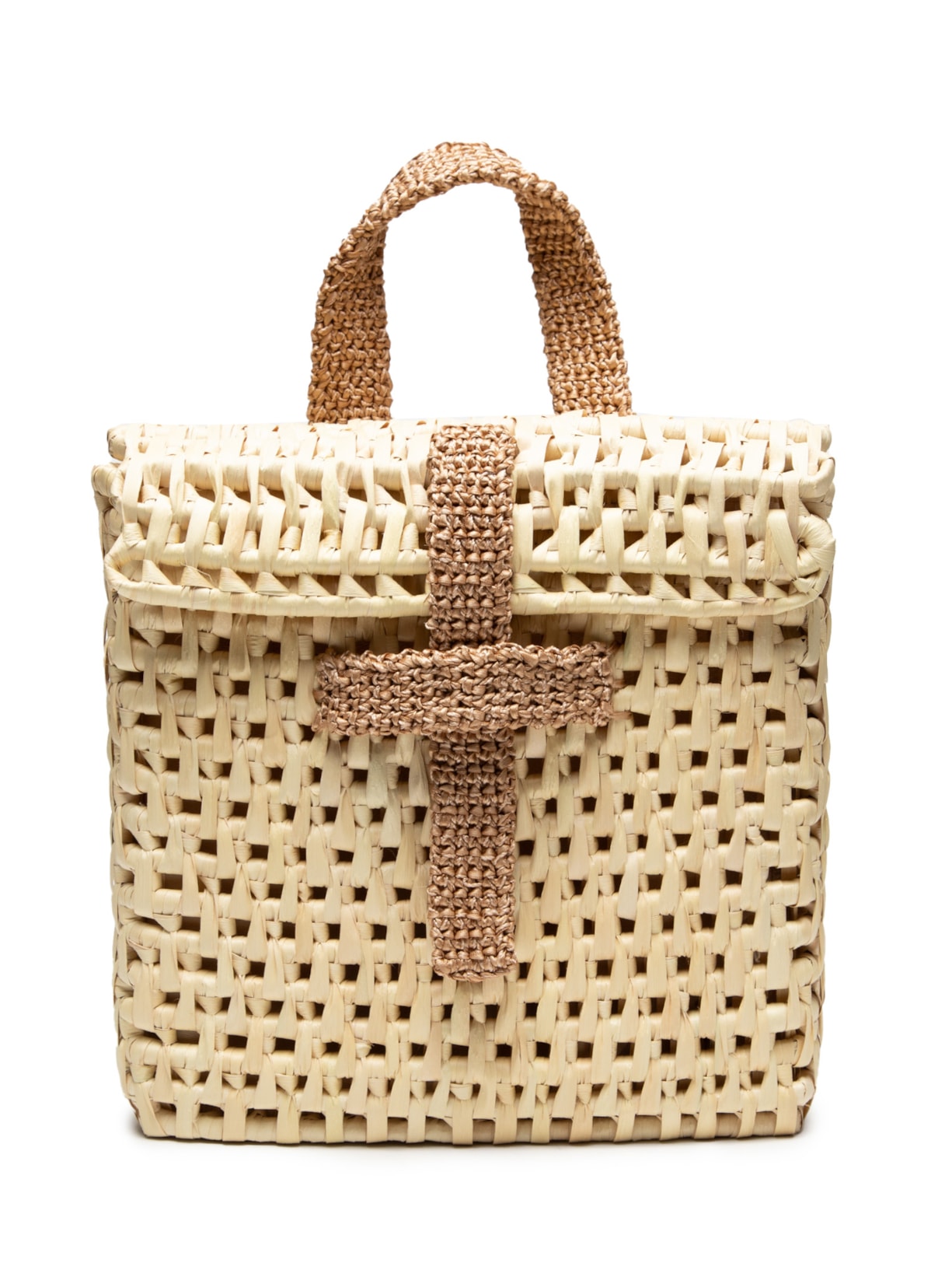 Mochila Feminina De Palha Mosaico - Bege