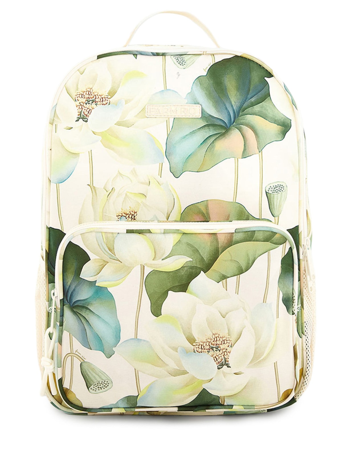 Mochila Feminina Me Leva Flor Lótus Bege Farm Etc