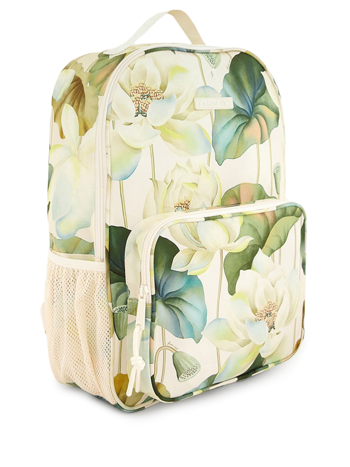 Mochila Feminina Me Leva Flor Lótus Bege Farm Etc