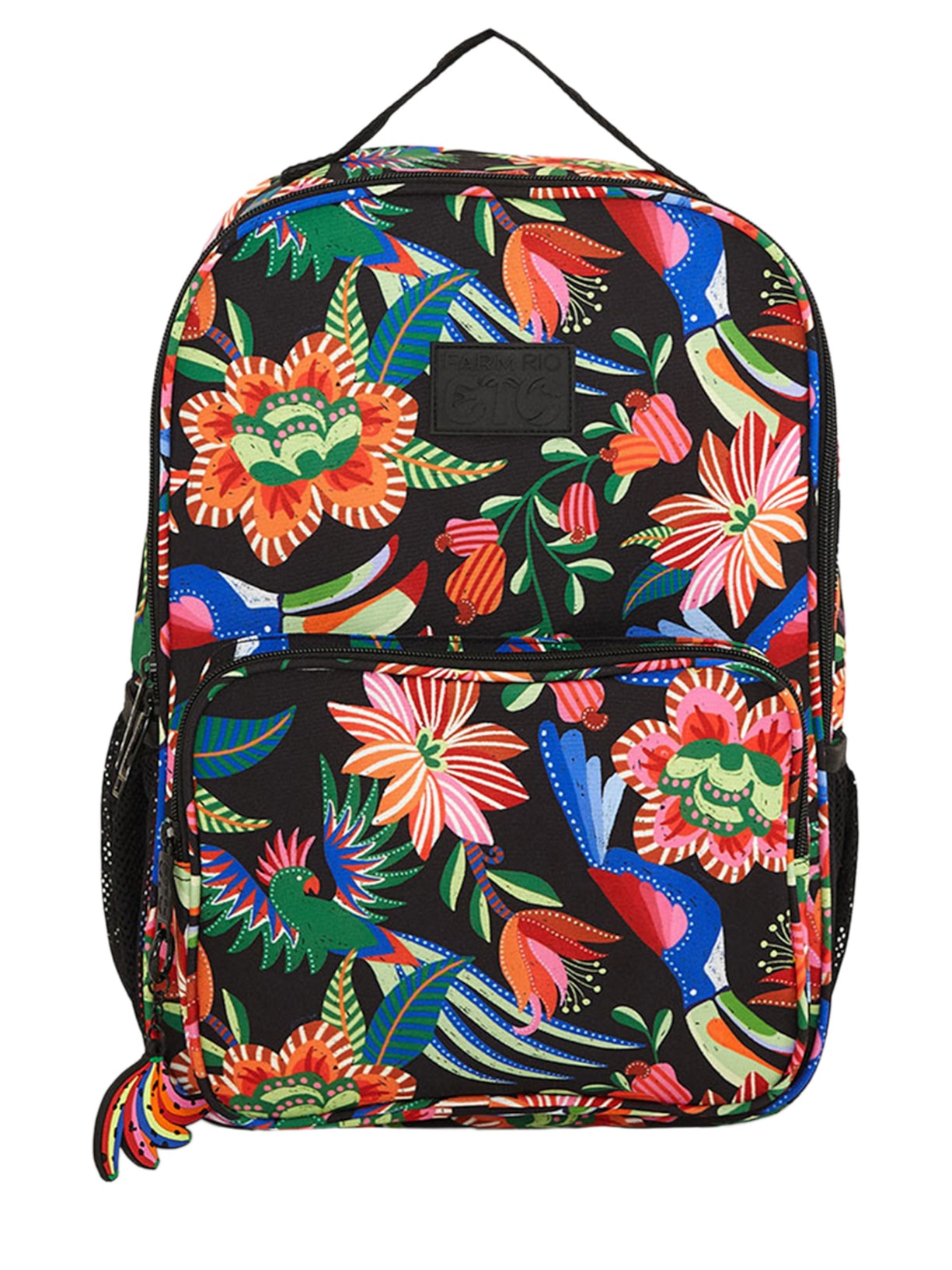 Mochila Feminina Me Leva Jardim De Passáros Preto Farm Etc