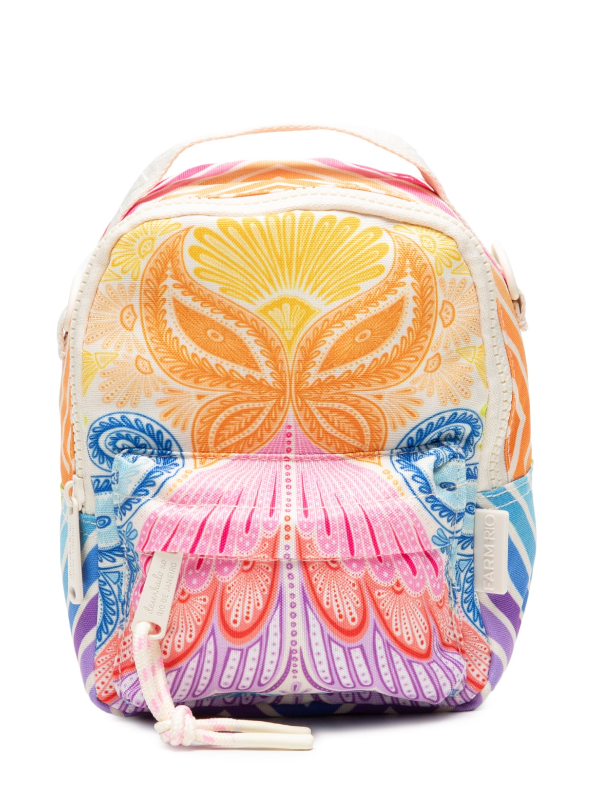 Mochila Feminina Mini Borogodó Arco - Íris Tropical - Branco