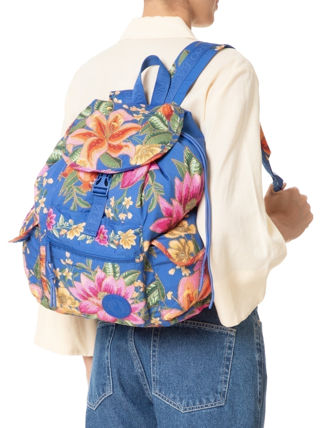 Mochila Feminina Pipoca Fruta De Verão Azul Farm Etc
